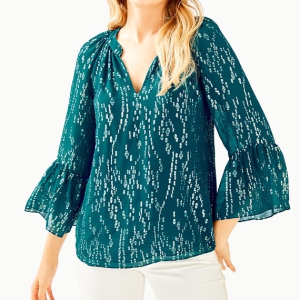 Lilly Pulitzer Matilda Emerald Green Top Small